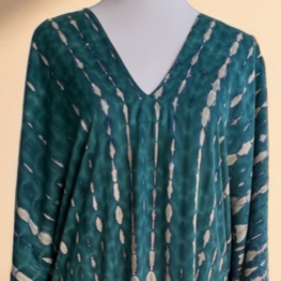 0140/ Green Long Kaftan, Tie dyed, Kaftan , Simple Dress - Picture 10 of 12